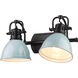 Duncan 2 Light 17 inch Matte Black Bath Vanity Wall Light in Seafoam